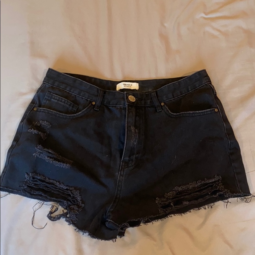 Black Denim Cut Off Shorts